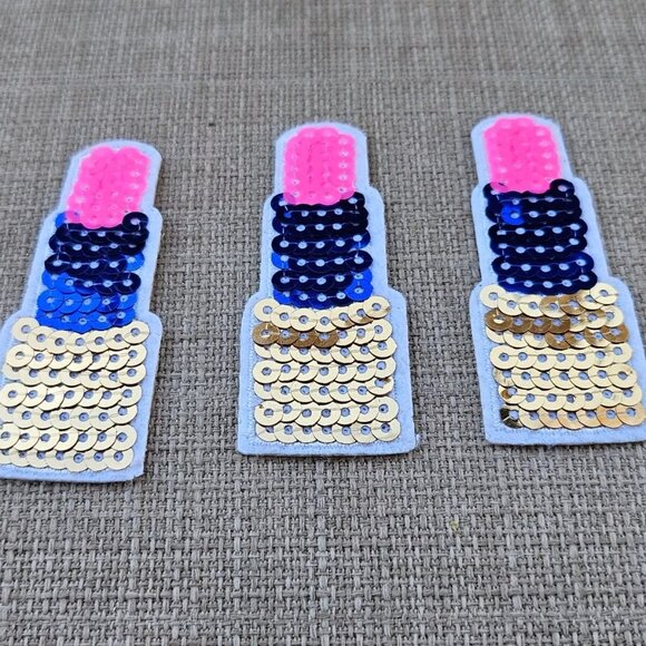 Lipstick Sequins Patches Ice Popsicle Patches Lot of 6 Iron ON Patches - Picture 6 of 9